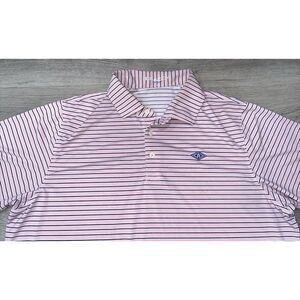 B. Draddy Large Men's Pink Striped Golf Polo Embroidered Striped